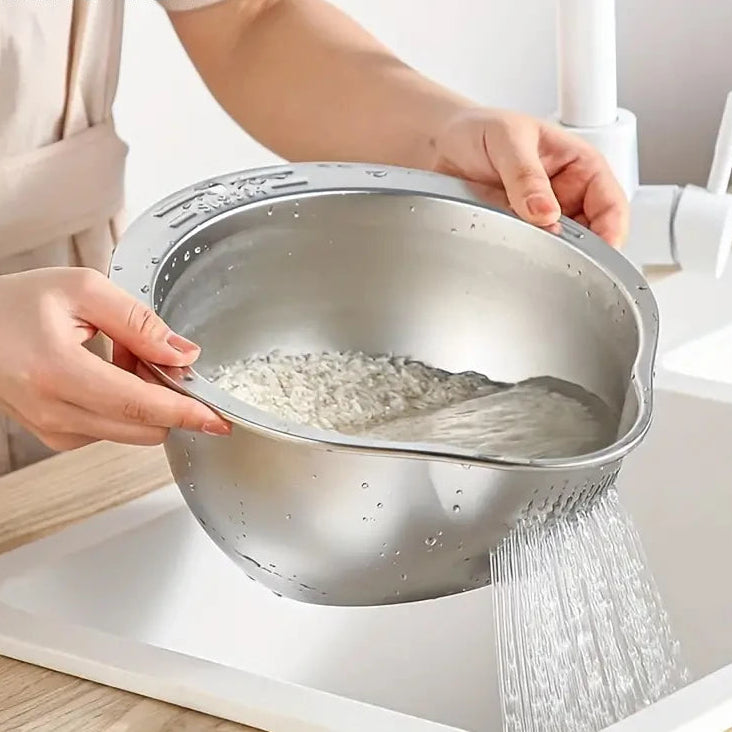 Rice Washer Strainer Bowl Stainless Steel 304