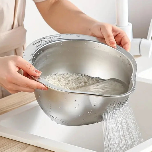Rice Washer Strainer Bowl Stainless Steel 304
