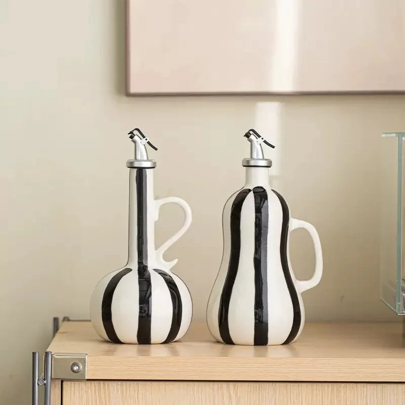 BPA-Free Olive Oil Dispenser Underglaze Embossed Ceramic Oil Vinegar Can Kitchen Accessories Storage Dispenser Container Bottle