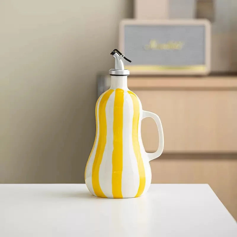 BPA-Free Olive Oil Dispenser Underglaze Embossed Ceramic Oil Vinegar Can Kitchen Accessories Storage Dispenser Container Bottle