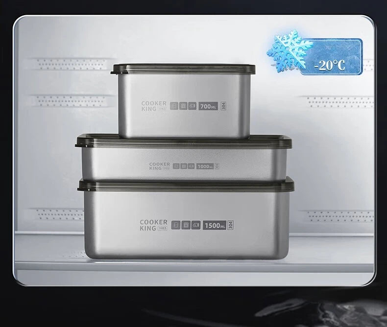 COOKER KinG Preservation Box 304 Stainless Steel Refrigerator Specific Sealed Storage Container with Lid Fruit Office Lunch Box