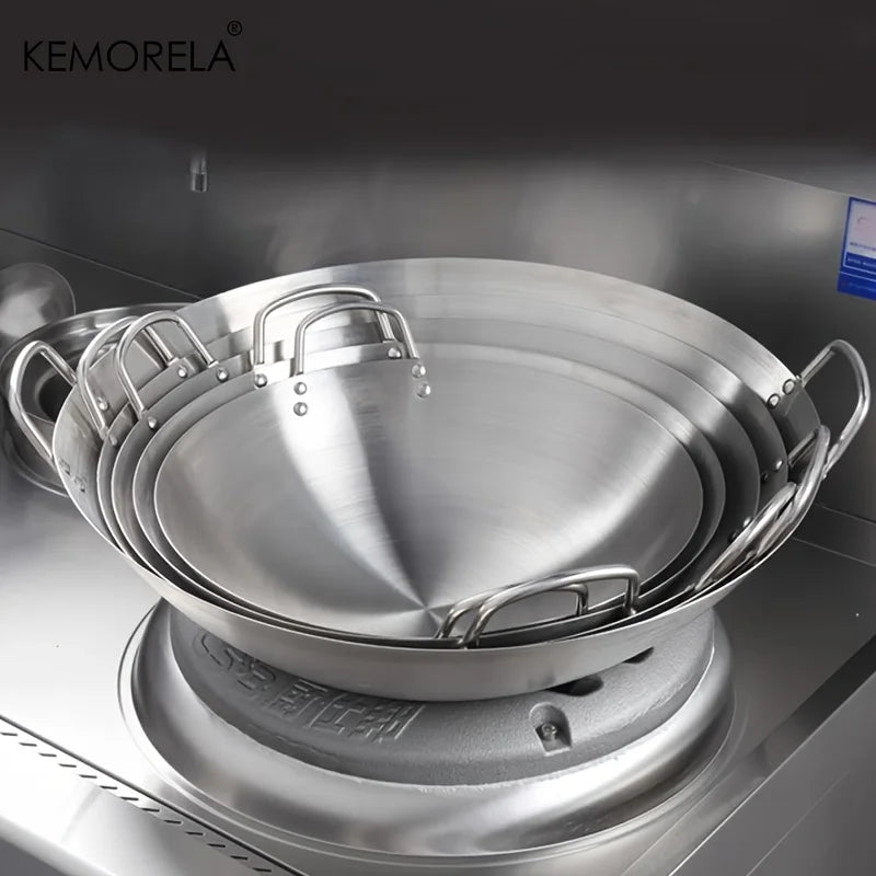 Stainless Steel Wok Uncoated 26/28/30/32/34cm