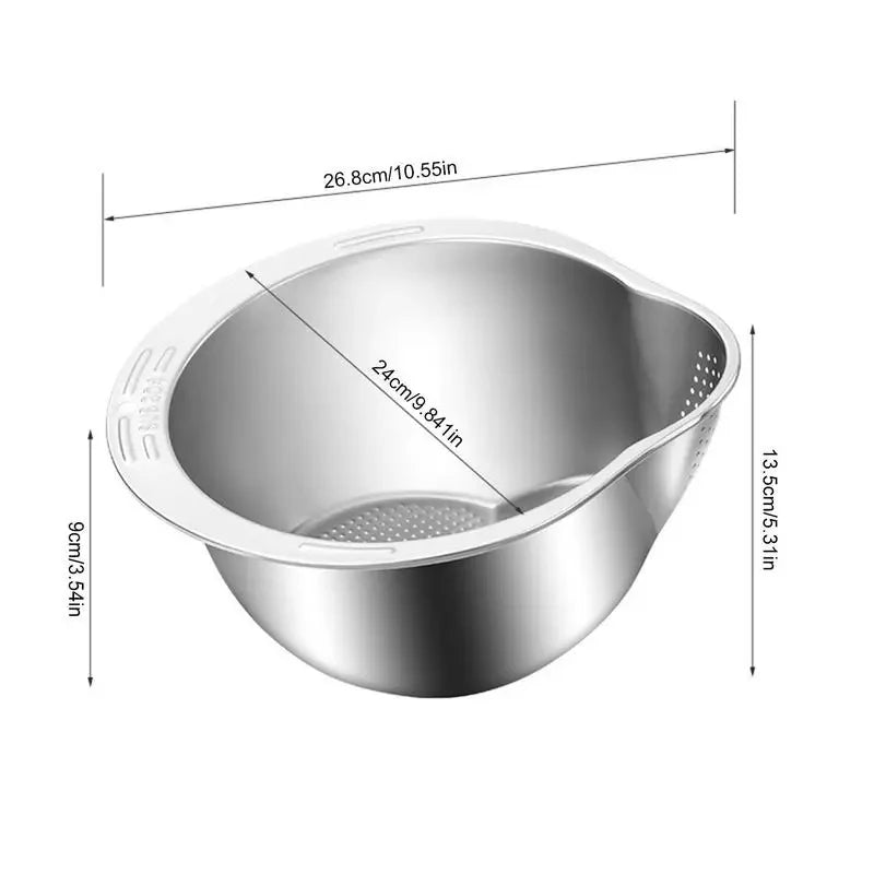 Rice Washer Strainer Bowl Stainless Steel 304