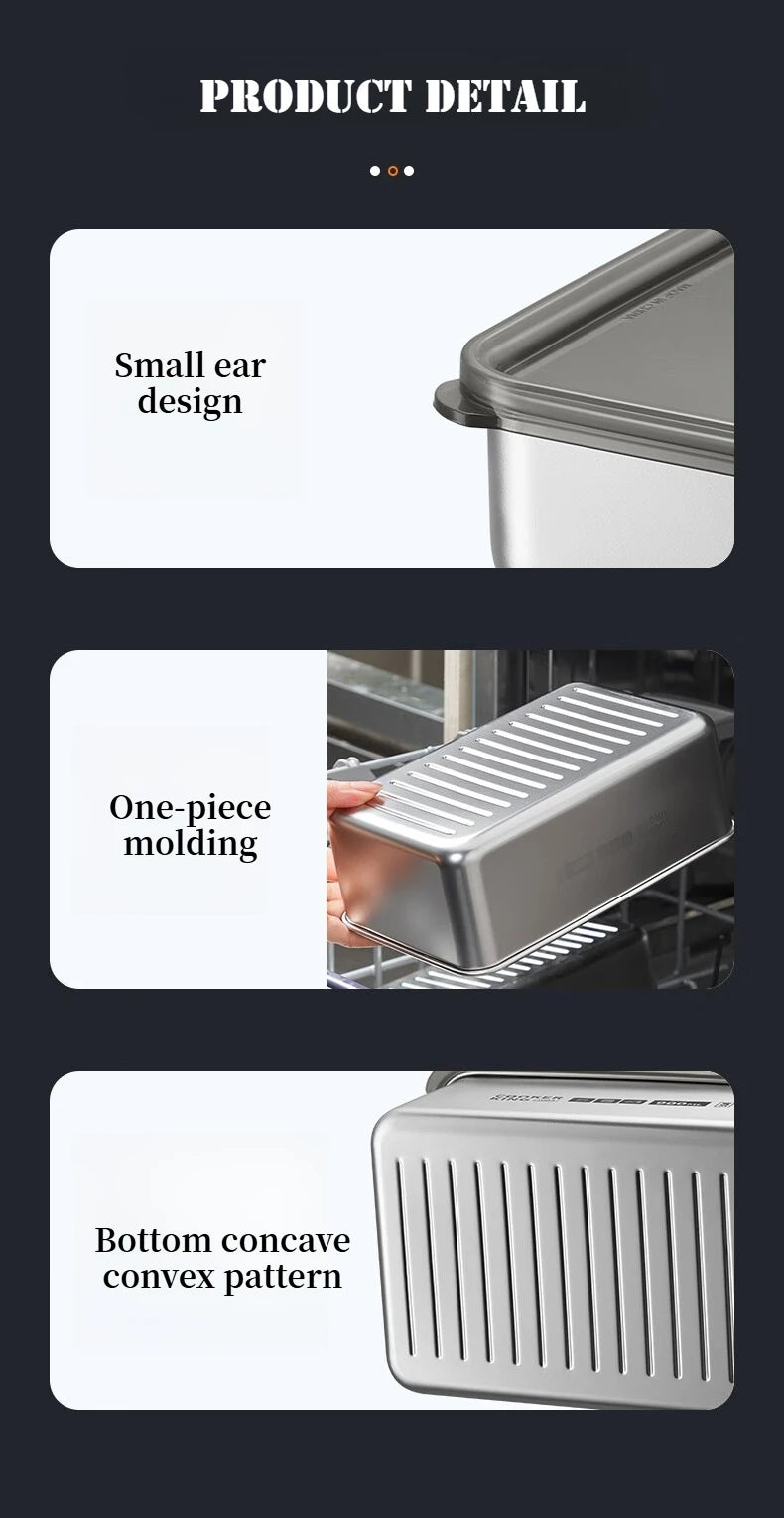 COOKER KinG Preservation Box 304 Stainless Steel Refrigerator Specific Sealed Storage Container with Lid Fruit Office Lunch Box