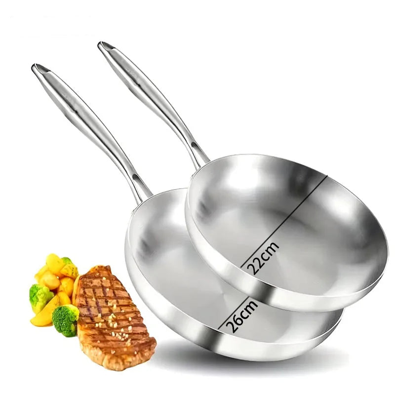 2/3PCS Frying Pan 22/24/26/28CM 304 Stainless Steel