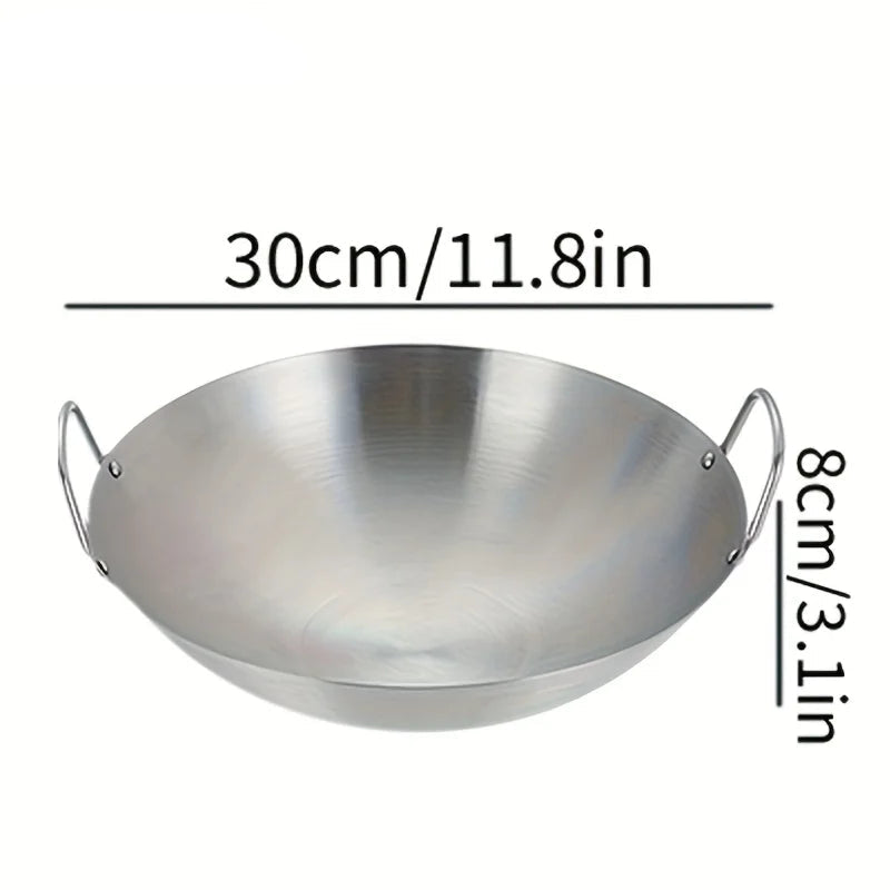 Stainless Steel Wok Uncoated 26/28/30/32/34cm