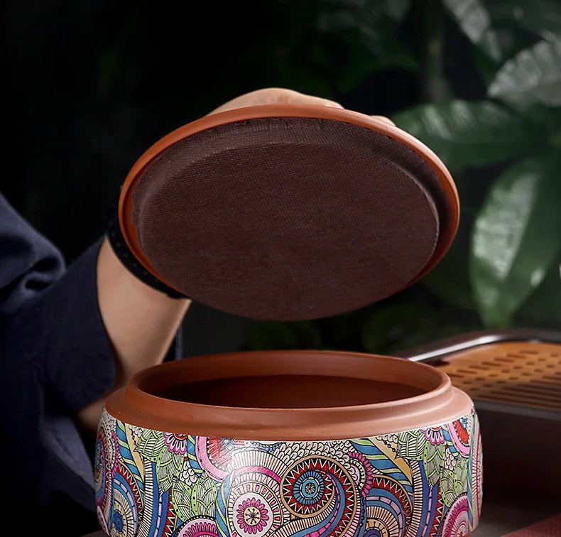 Coffee Canister Chinese Ceramics Tea Caddy Large Candy Storage Tank Portable Sealed Tea Jar Purple Clay Travel Tea Boxes