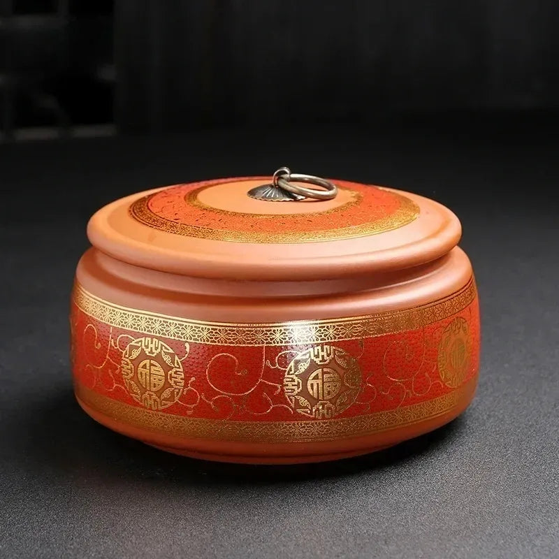 Coffee Canister Chinese Ceramics Tea Caddy Large Candy Storage Tank Portable Sealed Tea Jar Purple Clay Travel Tea Boxes