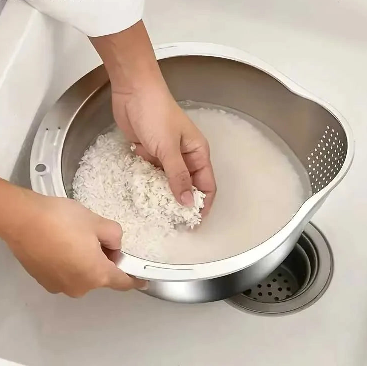 Rice Washer Strainer Bowl Stainless Steel 304
