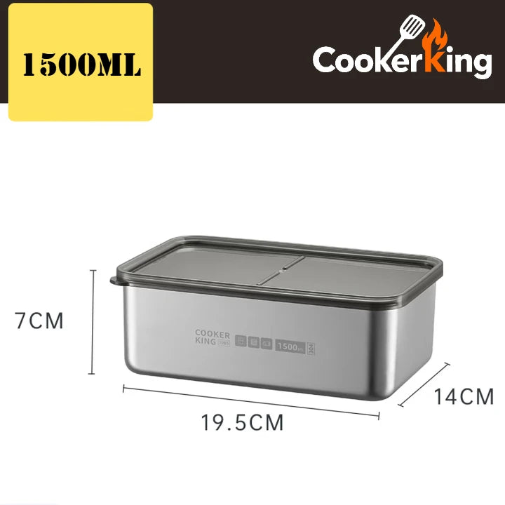 COOKER KinG Preservation Box 304 Stainless Steel Refrigerator Specific Sealed Storage Container with Lid Fruit Office Lunch Box