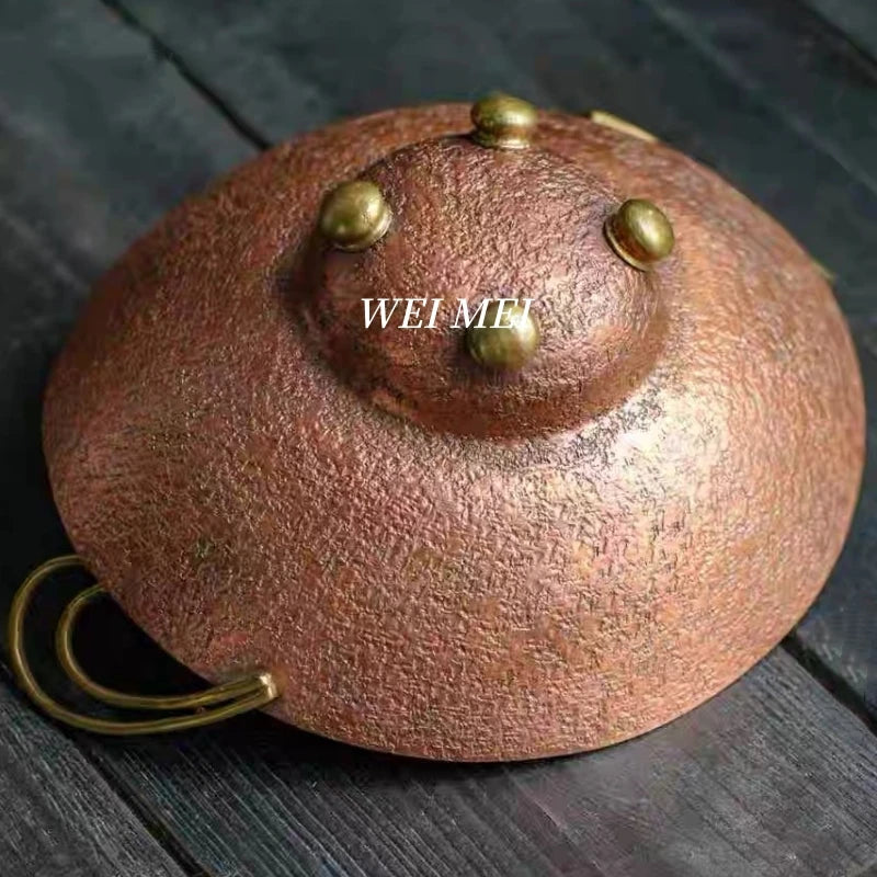 Handcrafted Copperware Minimalist Style Copper Tray Four-Legged Fruit Bowl Exquisite Living Room Coffee Table Home Snack Tray