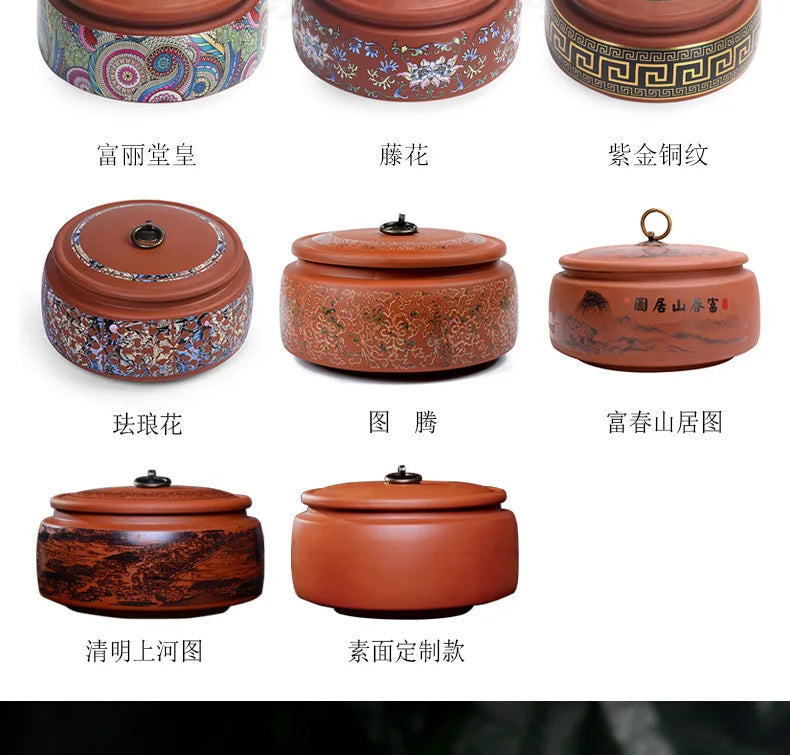 Coffee Canister Chinese Ceramics Tea Caddy Large Candy Storage Tank Portable Sealed Tea Jar Purple Clay Travel Tea Boxes