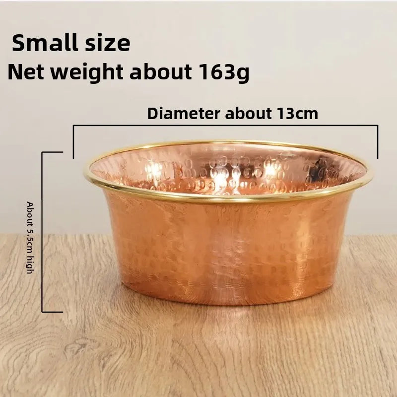 Tibetan Red Copper Bowl Handmade Deep Water Offering Vessel for Buddha Altar Table Desk Home Decor Feng Shui Meditation Gift