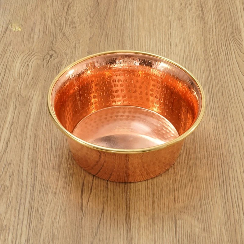 Tibetan Red Copper Bowl Handmade Deep Water Offering Vessel for Buddha Altar Table Desk Home Decor Feng Shui Meditation Gift