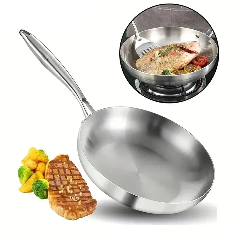 2/3PCS Frying Pan 22/24/26/28CM 304 Stainless Steel